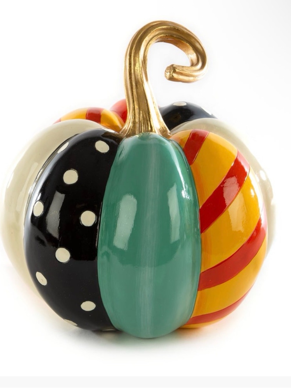 Mackenzie Childs New Patchwork Spice Decorative Pumpkin - Multicolor